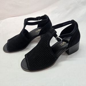 Koolaburra By UGG Women's 9 Black Ashlyn Suede Heeled Peep Toe Sandals Shoes